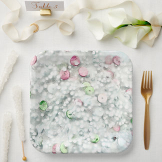 Glitter Slime Paper Plates White