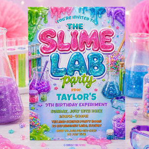 Glitter Slime Science Lab Birthday Party Invitation