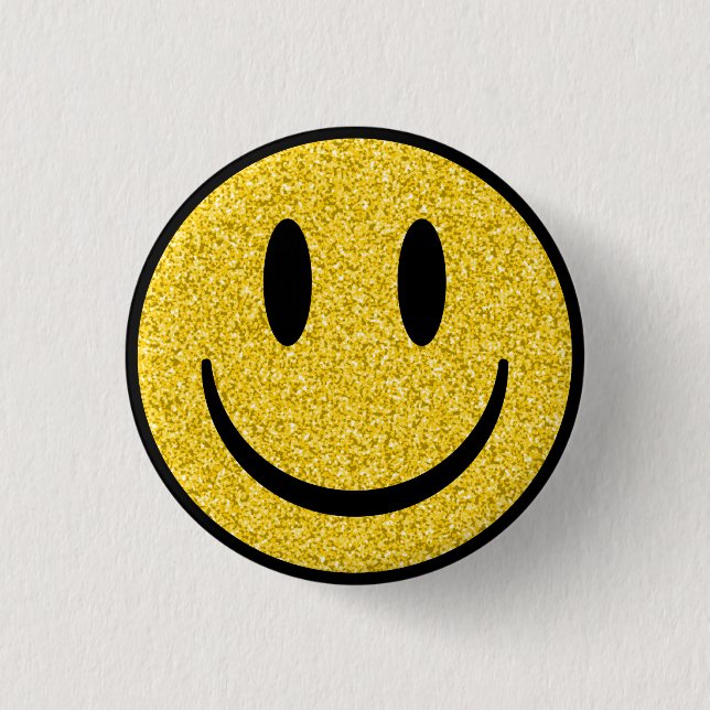 Glitter Smile Face 3 Cm Round Badge (Front)