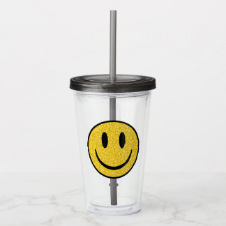 Glitter Smile Face Acrylic Tumbler