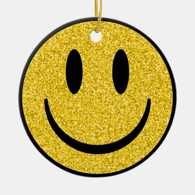 Glitter Smile Face Ceramic Ornament (Front)
