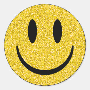 Glitter Smile Face Classic Round Sticker