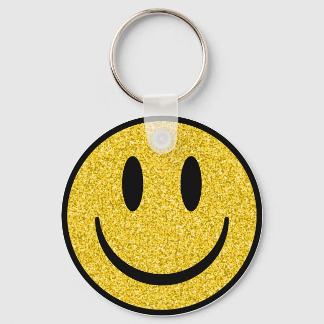 Glitter Smile Face Key Ring (Front)