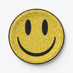 Glitter Smile Face Paper Plate