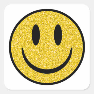 Glitter Smile Face Square Sticker