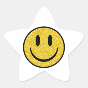 Glitter Smile Face Star Sticker