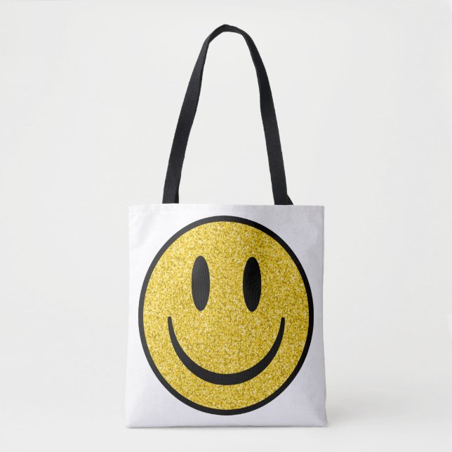 Glitter Smile Face Tote Bag (Front)