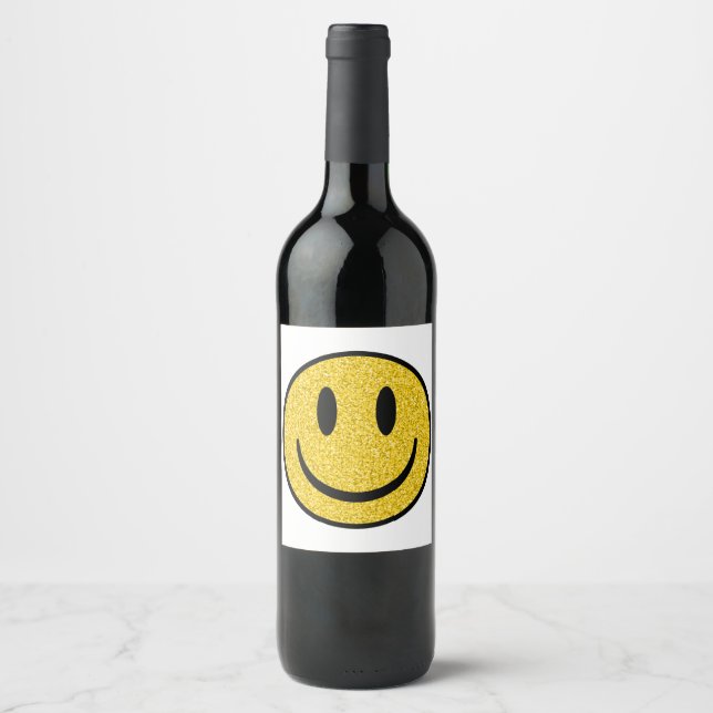 Glitter Smile Face Wine Label (Front)