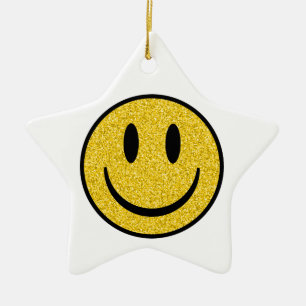 Glitter Smiley Face Ceramic Ornament