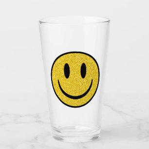 Glitter Smiley Face Glass