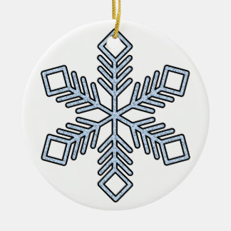 Glitter Snowflake - Baby Blue Branches Ceramic Ornament