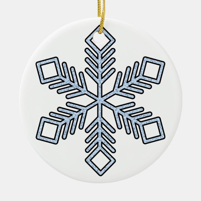 Glitter Snowflake - Baby Blue Branches Ceramic Ornament (Front)