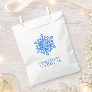 Glitter Snowflake Blue Sweet 16 Winter Wonderland Favour Bag