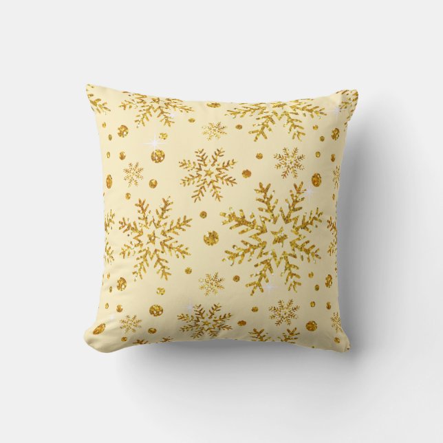 Glitter Snowflake Flurries CHOOSE BACKGROUND COLOR Cushion (Front)