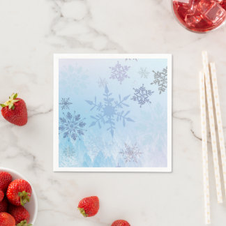 Glitter Snowflake Snowy Mountain Winter Napkin