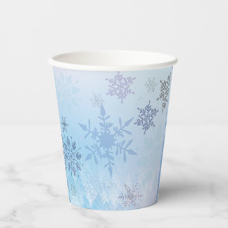 Glitter Snowflake Snowy Mountain Winter Paper Cups