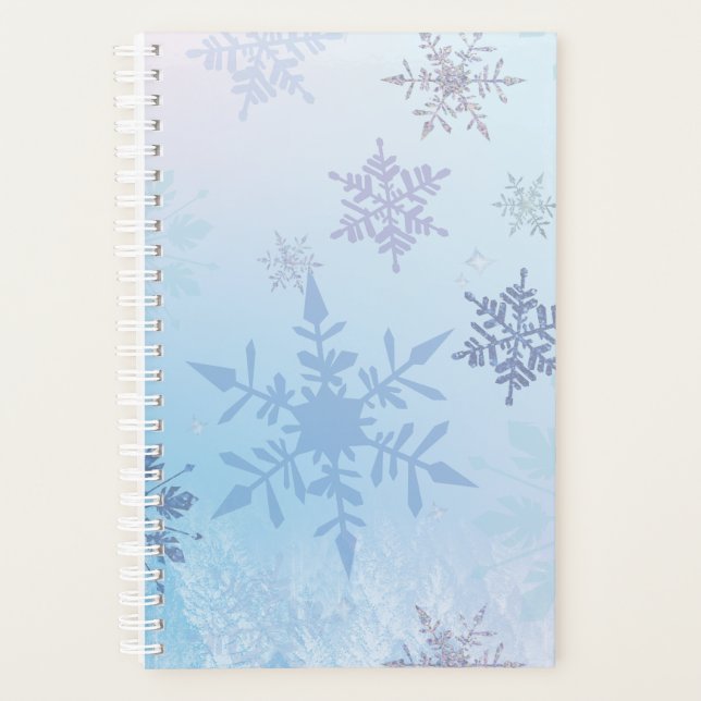 Glitter Snowflake Snowy Mountain Winter  Planner (Front)