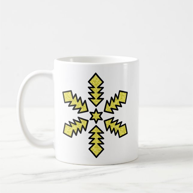 Glitter Snowflake - Yellow Star Coffee Mug (Left)