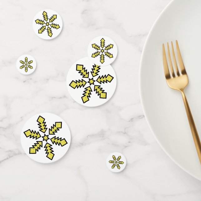 Glitter Snowflake - Yellow Star Confetti (Group)