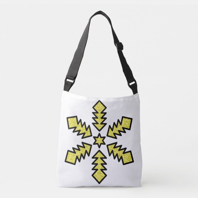 Glitter Snowflake - Yellow Star Crossbody Bag (Front)