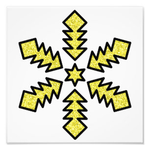 Glitter Snowflake - Yellow Star Photo Print