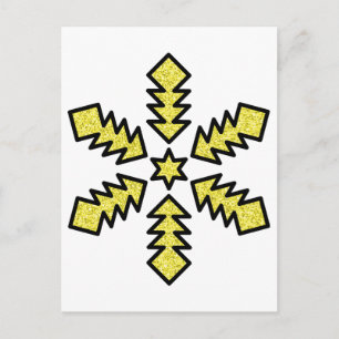 Glitter Snowflake - Yellow Star Postcard