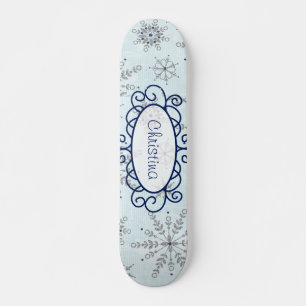 Glitter Snowflakes Comp Skateboard