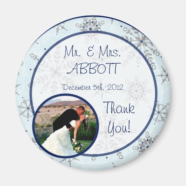 Glitter Snowflakes Photo Magnet (Front)