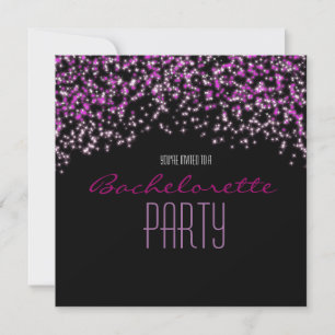 Glitter Sparkle Black Pink Glam Party Invitations