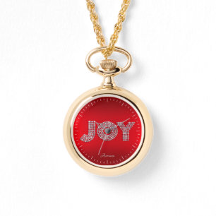Glitter Sparkle Diamond Christmas JOY Custom Name Watch