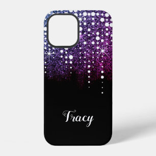 Glitter Sparkle Dripping Rain Purple Pink Ombre iPhone 12 Case
