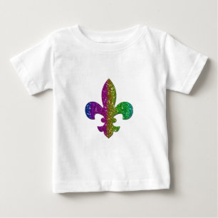 Glitter Sparkle Fleur De Lis Multi Colour add name Baby T-Shirt