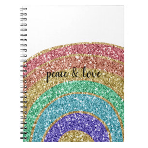 Glitter Sparkle Gold Rainbow personalised Notebook
