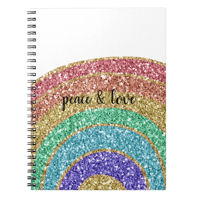 Glitter Sparkle Gold Rainbow personalised Notebook (Front)