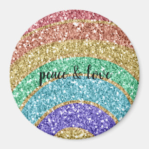 Glitter Sparkle Gold Rainbow personalized Magnet
