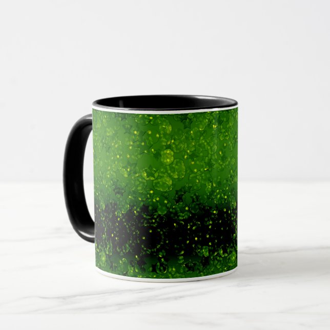 Glitter sparkle seamless confetti green shine dark mug (Front Left)