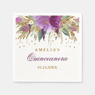 Glitter Sparkling Amethyst Quinceanera Napkin