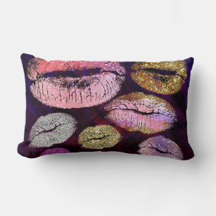 Glitter Sparkly Kiss Lips Beauty Makeup Trendy Lumbar Cushion