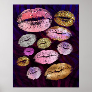 Glitter Sparkly Kiss Lips Beauty Makeup Trendy Poster
