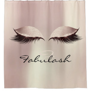 Glitter Sparkly Monogram Name Pink Girly Lash Shower Curtain