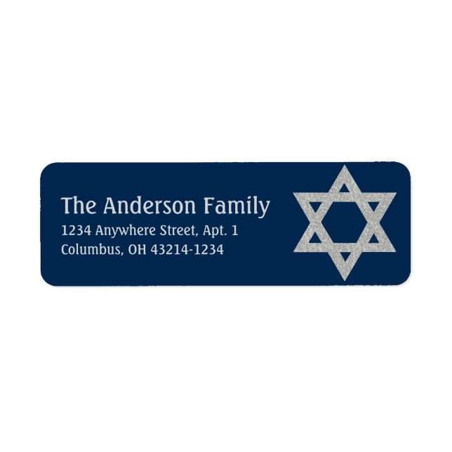 Glitter Star of David Hanukkah Address Labels d3 (Front)