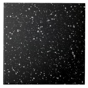 Glitter Stars2 - Silver Black Ceramic Tile