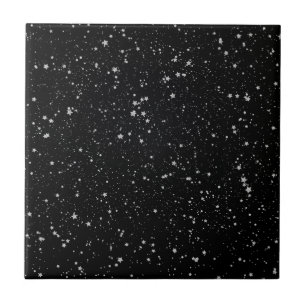Glitter Stars2 - Silver Black Ceramic Tile