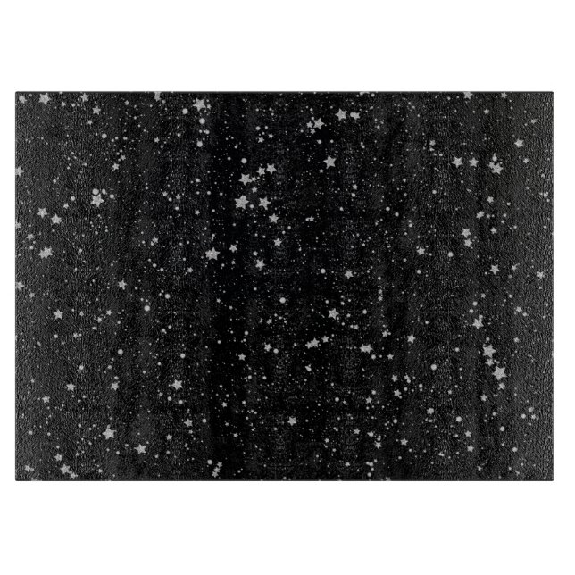 Glitter Stars2 - Silver Black Cutting Board (Front)