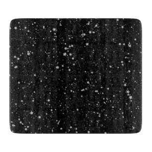 Glitter Stars2 - Silver Black Cutting Board