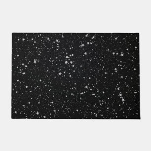 Glitter Stars2 - Silver Black Doormat