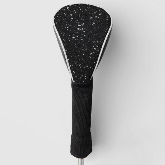 Glitter Stars2 - Silver Black Golf Head Cover (Front)