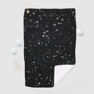 Glitter Stars2 - Silver Black Golf Towel