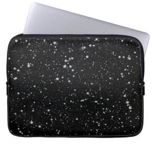 Glitter Stars2 - Silver Black Laptop Sleeve