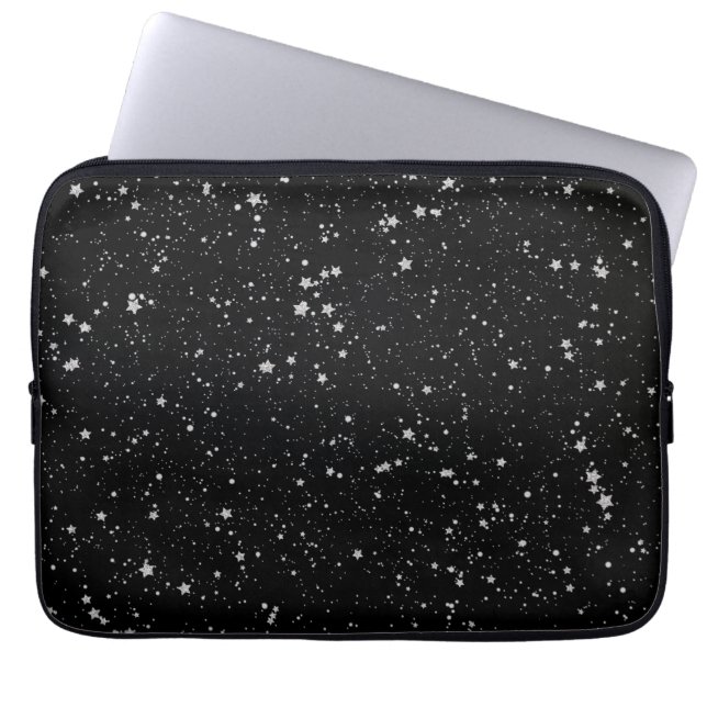 Glitter Stars2 - Silver Black Laptop Sleeve (Front)
